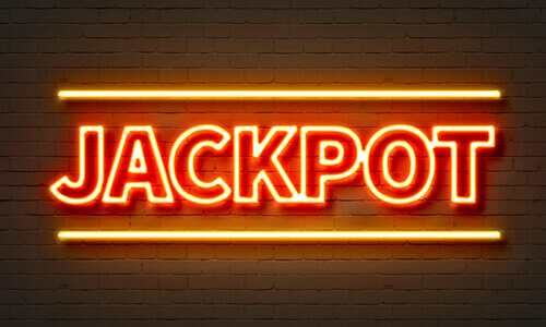 Neon jackpot sign - Progressive Jackpots