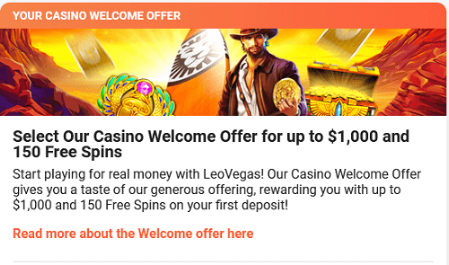 Leo Vegas Bonus - Sign Up